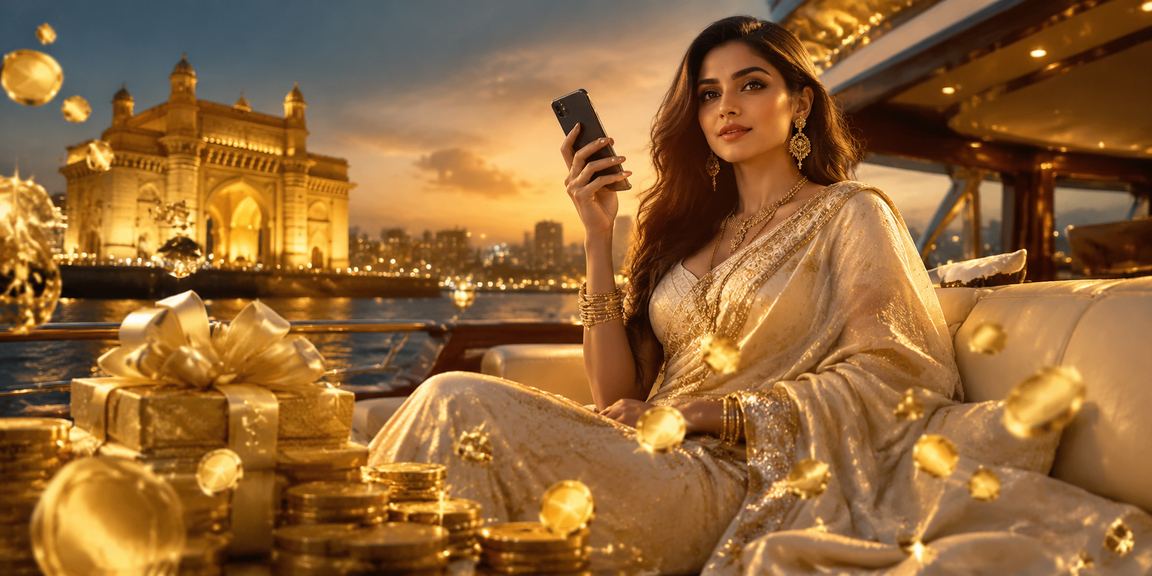 Indian woman using casino app comfortably on her mobile device